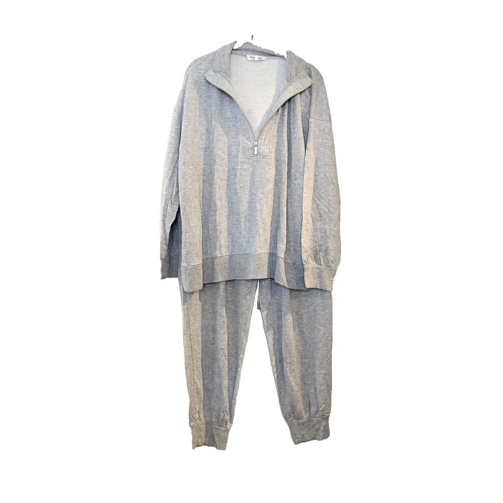 Workshop Republic Clothing Gray Quarter Zip Lounge Set Joggers Soft 2 Piece 1X